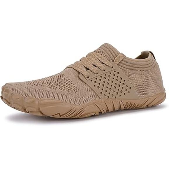 New Joomra Womens Size 11.5 Tan Mesh Lace Up Barefoot Wide Toe Box Sport Shoes - Picture 5 of 6